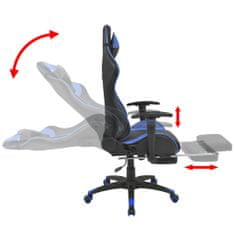 Vidaxl Sklápacie kancelárske kreslo s podnožkou, pretekársky dizajn, modré