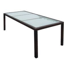 Vidaxl Záhradný stôl 190x90x75 cm, hnedý, polyratan a sklo
