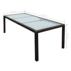 Vidaxl Záhradný stôl 190x90x75 cm, hnedý, polyratan a sklo