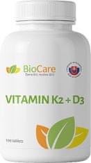 BioCare Vitamín K2 + D3 - 100 tabliet: vit. K2 100μg + vit. D3 3000IU