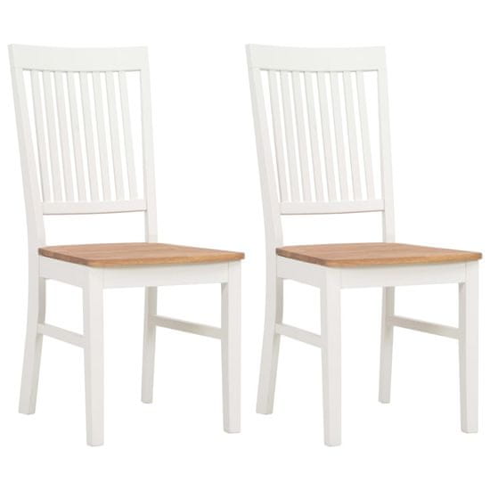 Vidaxl Jedálenské stoličky 2 ks, biele, dubový masív