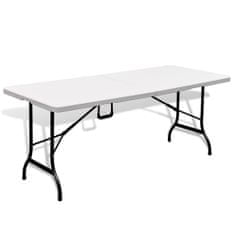 Vidaxl Skladací záhradný stôl, biely 180x75x74 cm, HDPE