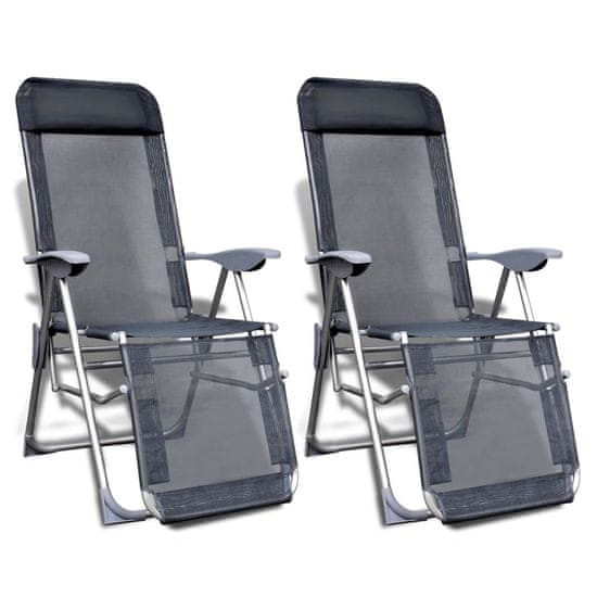 Vidaxl Skladacie záhradné stoličky 2 ks, hliník a textilén, sivé
