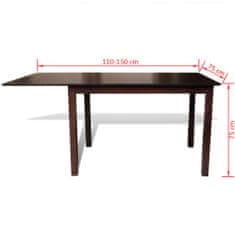 Vidaxl Rozťahovací jedálenský stôl 150 cm, masív, hnedý