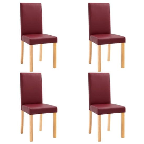Vidaxl Jedálenské stoličky 4 ks červené umelá koža