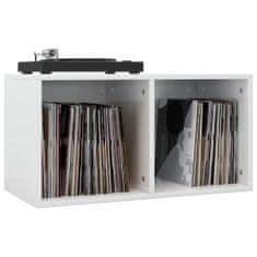 Vidaxl Box na vinylové platne lesklý biely 71x34x36 cm drevotrieska