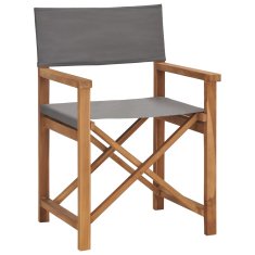 Vidaxl Režisérska stolička, tíkový masív, sivá