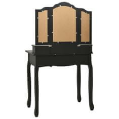 Vidaxl Toaletný stolík so stoličkou, čierny 80x69x141 cm, paulovnia