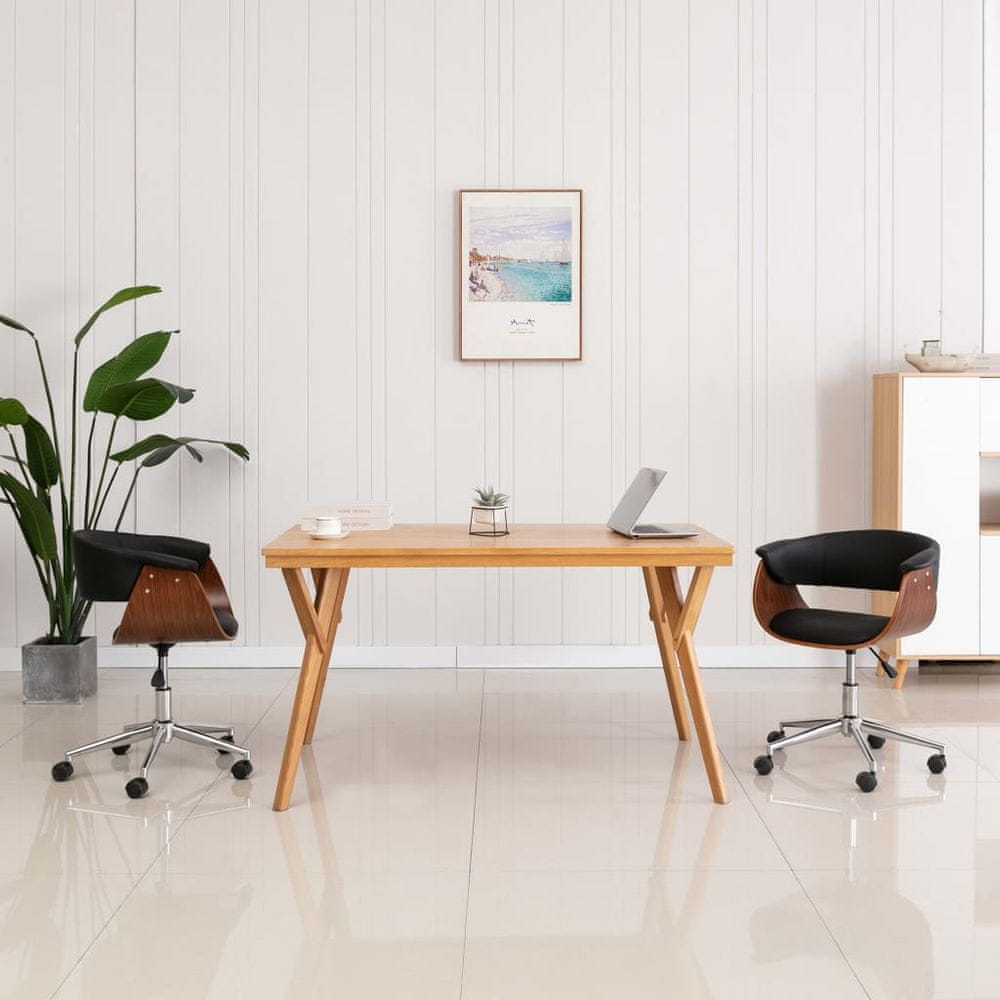 Petromila vidaXL Otočná kancelárska stolička čierna ohýbané drevo a umelá koža