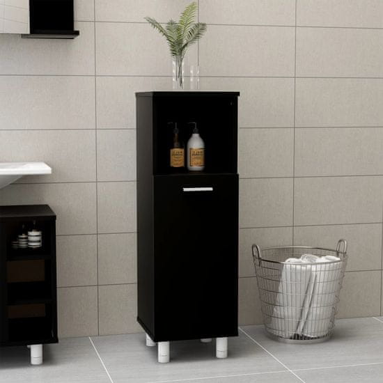 Vidaxl Skrinka do kúpeľne, čierna 30x30x95 cm, drevotrieska