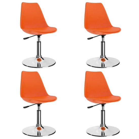 Vidaxl Otočné jedálenské stoličky 4 ks, oranžové, umelá koža