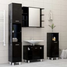 Vidaxl 4-dielna súprava kúpeľňového nábytku,lesklá čierna,drevotrieska