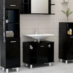 Vidaxl 3-dielna súprava kúpeľňového nábytku,lesklá čierna,drevotrieska