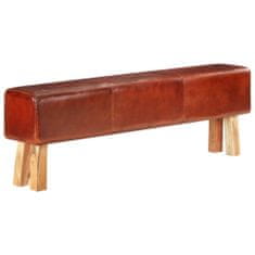 Vidaxl Gymnastická lavička 160 cm hnedá pravá koža a masívne mangovníkové drevo