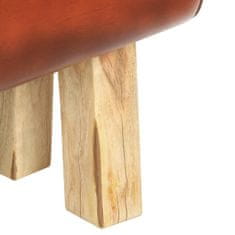 Vidaxl Gymnastická lavička 160 cm hnedá pravá koža a masívne mangovníkové drevo