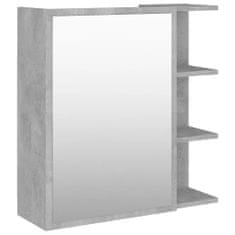 Vidaxl Skrinka so zrkadlom, betónovo sivá 62,5x20,5x64cm, drevotrieska