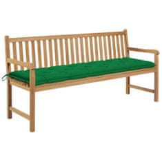 Vidaxl Záhradná lavička, zelená podložka 175 cm, tíkový masív