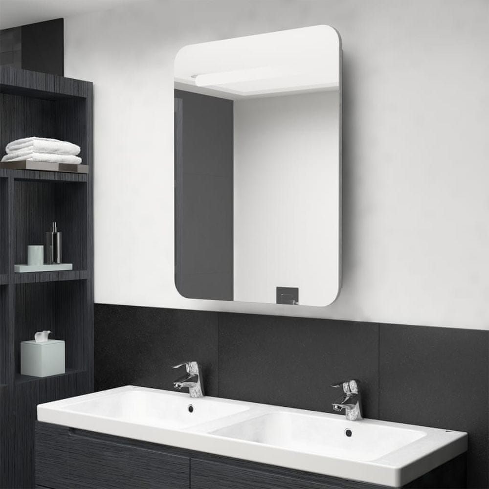 Vidaxl LED kúpeľňová zrkadlová skrinka betónová sivá 60x11x80 cm