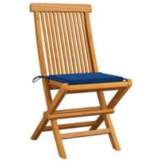Vidaxl Záhradné stoličky s kráľovsky modrými podložkami 8 ks tíkový masív