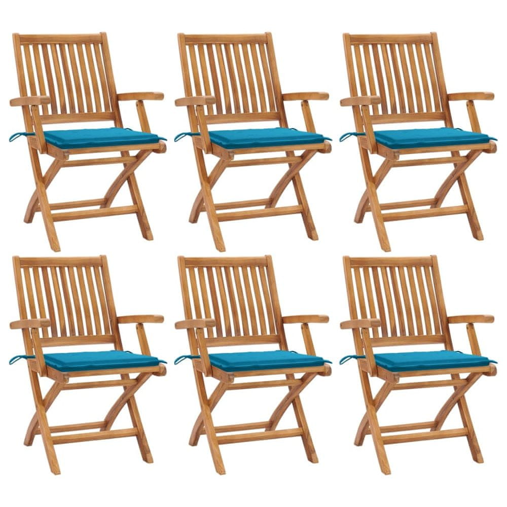 Petromila vidaXL Skladacie záhradné stoličky s podložkami 6 ks tíkový masív