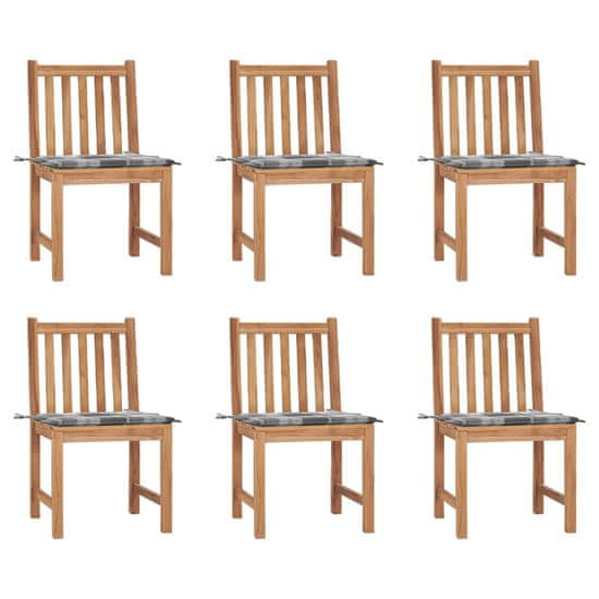Vidaxl Záhradné stoličky 6 ks s podložkami tíkový masív