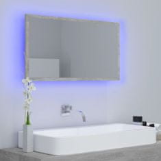 Vidaxl Kúpeľňové LED zrkadlo betónovo-sivé 80x8,5x37 cm drevotrieska