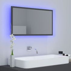 Vidaxl Kúpeľňové LED zrkadlo sivé 80x8,5x37 cm drevotrieska