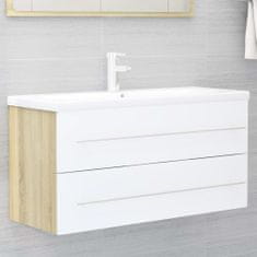 Vidaxl 2-dielny set kúpeľňového nábytku biela a dubová drevotrieska
