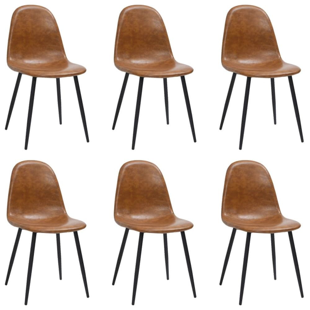 Petromila vidaXL Jedálenské stoličky 6 ks, lesklé hnedé, umelá koža