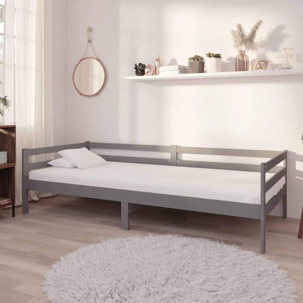 Petromila vidaXL Denná posteľ s matracom 90x200 cm, sivá, borovicový masív