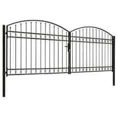 Petromila vidaXL Dvojkrídlová plotová brána s oblúkom, oceľ 400x150 cm, čierna