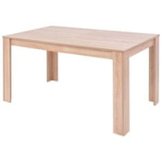 Vidaxl Jedálenský stôl a stoličky, 5 ks, umelá koža, dubové drevo, hnedé