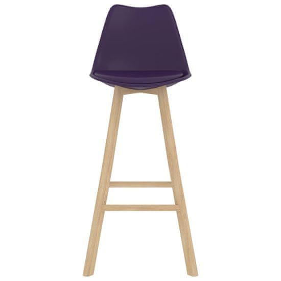 Vidaxl Barové stoličky 4 ks tmavofialové PP a masívne bukové drevo