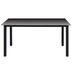 Vidaxl Záhradný stôl, čierny 150x90x74 cm, hliník a sklo