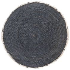 Vidaxl Puf s poťahom z pletenej juty a bavlny, 50x30cm, modrý
