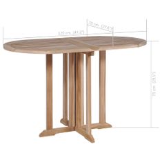 Vidaxl Skladací záhradný stôl Butterfly 120x70x75 cm, tíkový masív