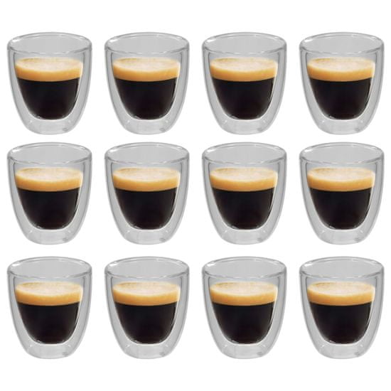 Vidaxl Dvostenné termo poháre na kávu 12 ks 80 ml