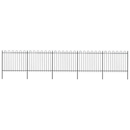 Vidaxl Záhradný plot s oblúkovým zakončením, oceľ 8,5x1,5 m, čierny