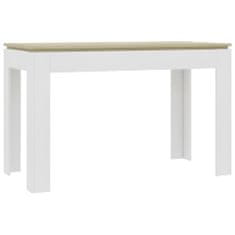 Vidaxl Jedálenský stôl, biely a dub sonoma 120x60x76 cm, drevotrieska