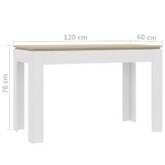 Vidaxl Jedálenský stôl, biely a dub sonoma 120x60x76 cm, drevotrieska