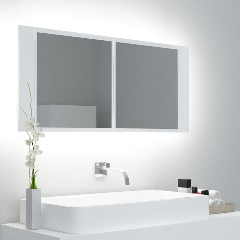 Vidaxl LED kúpeľňová zrkadlová skrinka biela 100x12x45 cm