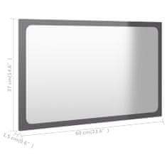 Vidaxl Kúpeľňové zrkadlo lesklé sivé 60x1,5x37 cm drevotrieska
