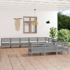 Vidaxl 11-dielna záhradná sedacia súprava sivá borovicový masív