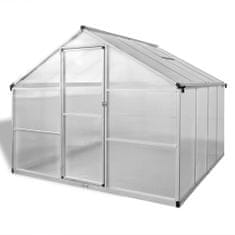Vidaxl Spevnený hliníkový skleník s podkladovým rámom 6,05 m²
