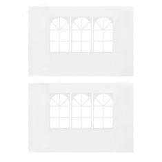 Vidaxl Bočné steny s okienkom na párty stan 2 ks PE biele