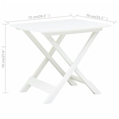 Vidaxl Skladací záhradný stôl biely 79x72x70 cm plastový