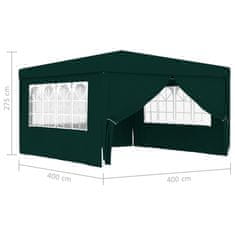 Vidaxl Profesionálny párty stan+bočné steny 4x4 m, zelený 90 g/m2