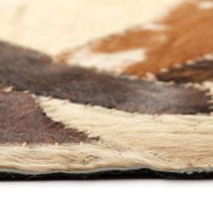 Vidaxl Patchwork koberec z kúskov kože, 120x170 cm, hnedo-biely