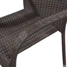 Vidaxl Stohovateľné záhradné stoličky 2 ks, polyratan, hnedé