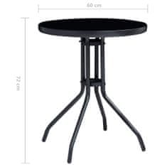 Vidaxl Záhradný stôl, čierny 60 cm, oceľ a sklo